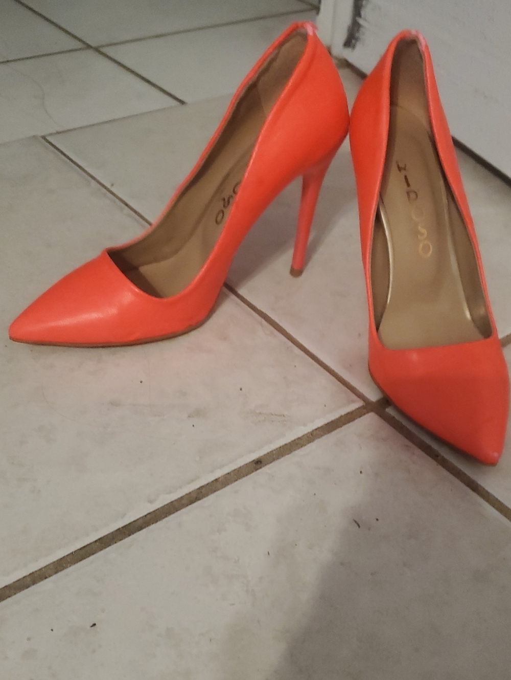 Bright Orange Pointed-Toe Stiletto Pumps